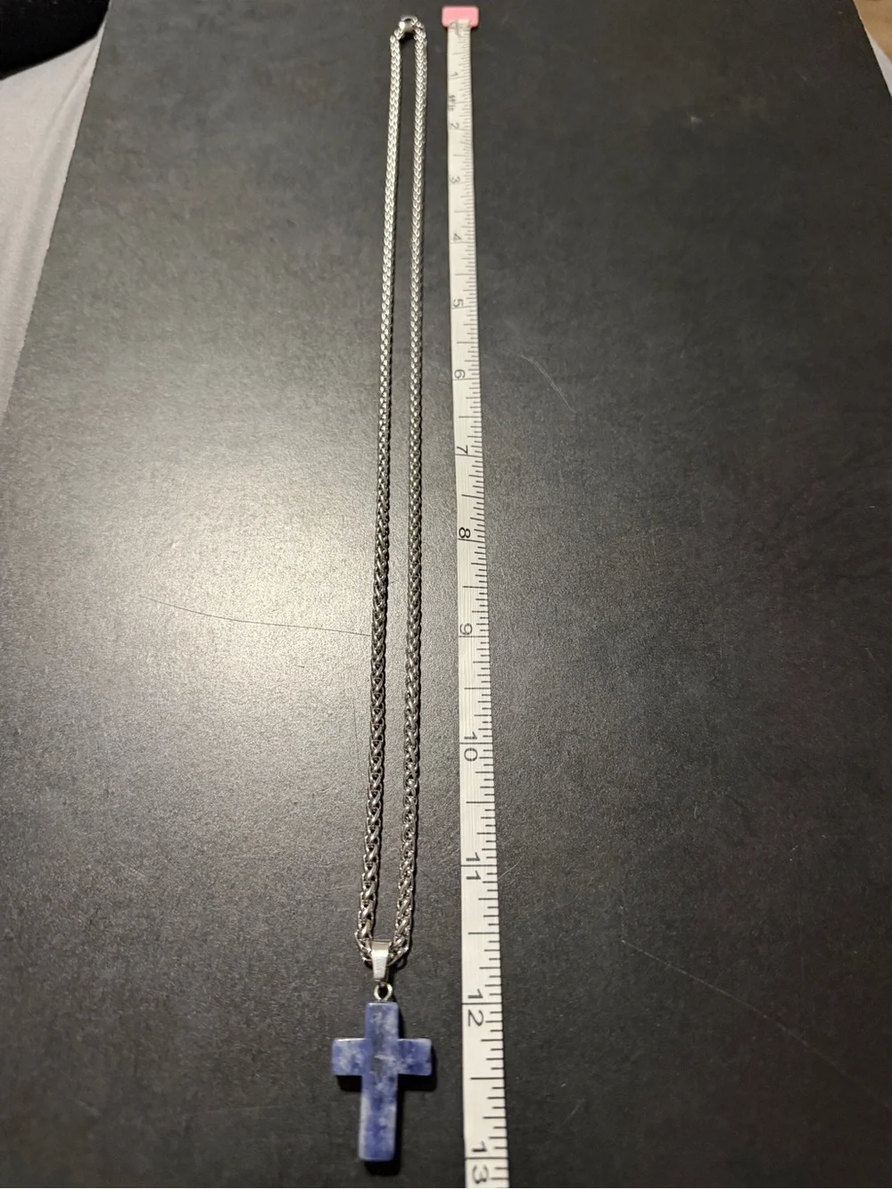 Sodalite Blue Cross Pendant Necklace - Unbranded